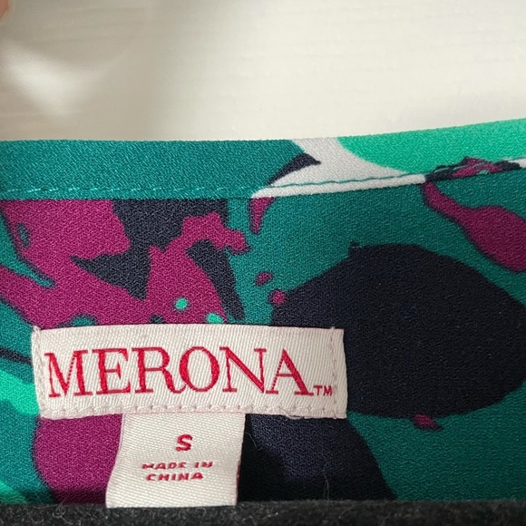 Merona Target Long Sleeve Green Floral Dress - Picture 4 of 5